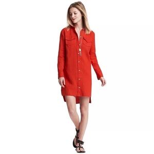 Red Button-Up Shirt Dress
